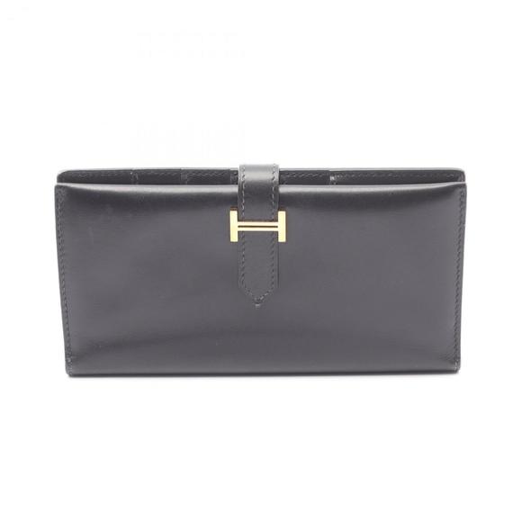 Hermes Hermès Bearn Soufflet Bi-fold Long Wallet in Calfskin Box Calf Leather... - Picture 1 of 15